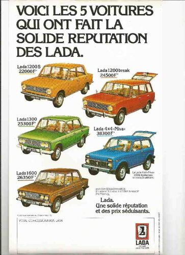 Lada Automobile Pliant Gamme Complete  Et Prix Decembre 1979