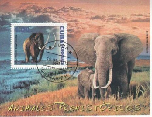 Bloc Feuillet Cuba - Animaux Préhistoriques - Mammouth Et Éléphants