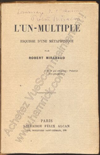 L'un-Multiple : Esquisse D'une Métaphysique - Robert Mirabaud
