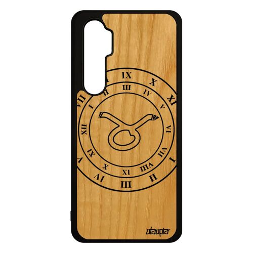Coque En Bois Naturel Signe Astrologique Taureau Mi Note 10 Lite Silicone Noir Horloge Frêne Gel Du Zodiaque Motif Galaxie 4g Xiaomi
