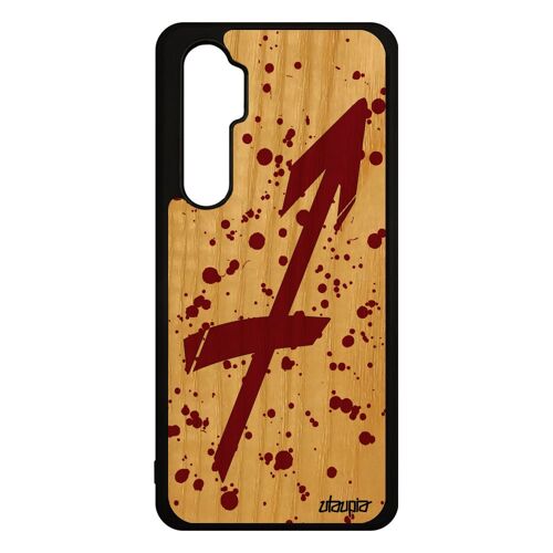 Coque mi Note 10 lite bois silicone Signe du zodiaque sagittaire sidérale portable astrologique calligraphie horoscope Rouge Xiaomi