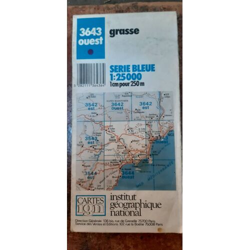 Carte Ign 3643 Ouest Grasse