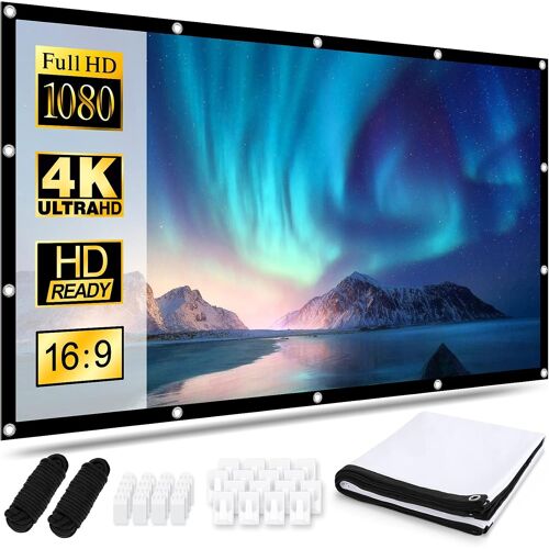 VornixorSarlshop-cran de Projection Portable Pliable Extérieur 100 Pouces, 16: 9 HD, Double Face Anti-Plis Projection pour Vidéoprojecteurs, Écran pour Cinéma Maison, Fête, Nuit de Cinéma, Commercial