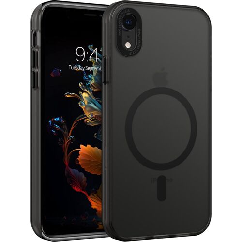 Coque Pour Iphone Xr Étui Magnétique Compatible Avec Magsafe,Bumper Protection Antichoc Complète,Dos Mat Translucide Anti Rayures Housse Iphone Xr 6.1""-Noir(Q154)