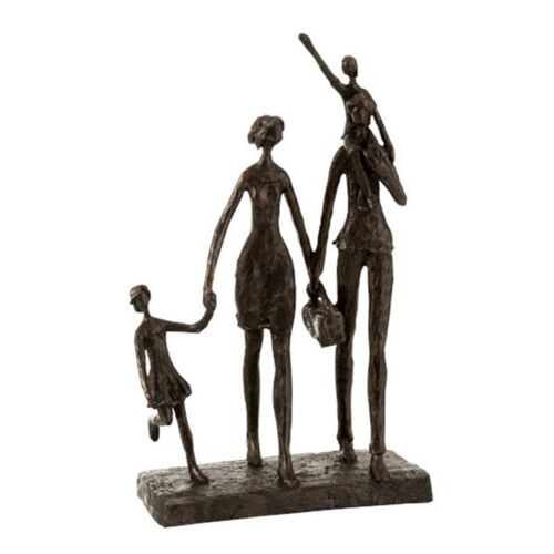 Statuette Déco "Famille en Promenade" 38cm Marron