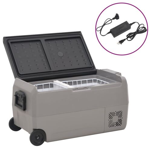 Vidaxl Glacière Avec Roue Et Adaptateur Noir Et Gris 60 L Pp Et Pe