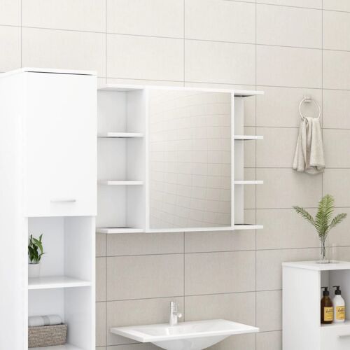 Vidaxl Armoire À Miroir De Salle De Bain Blanc Bois D'Ingénierie