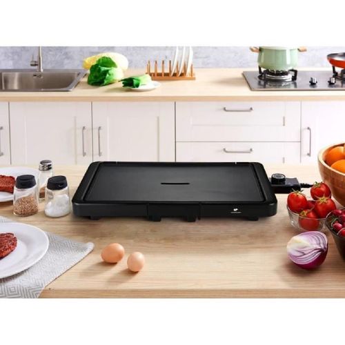 CONTINENTAL EDISON Plancha Electrique PL51 - Grande Surface de Cuisson - 2200W - Noir