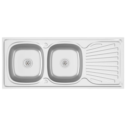 VidaXL Évier de cuisine à double lavabo Argenté 1200x600x155 mm Inox