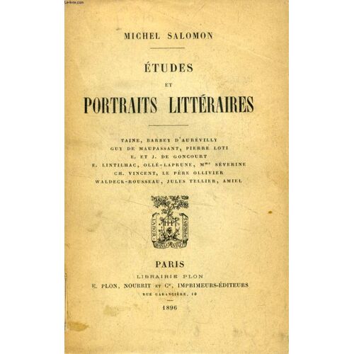 Etudes Et Portraits Litteraires