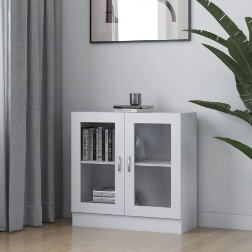 Prolenta Premium - Armoire À Vitrine Blanc 82,5x30,5x80 Cm Aggloméré
