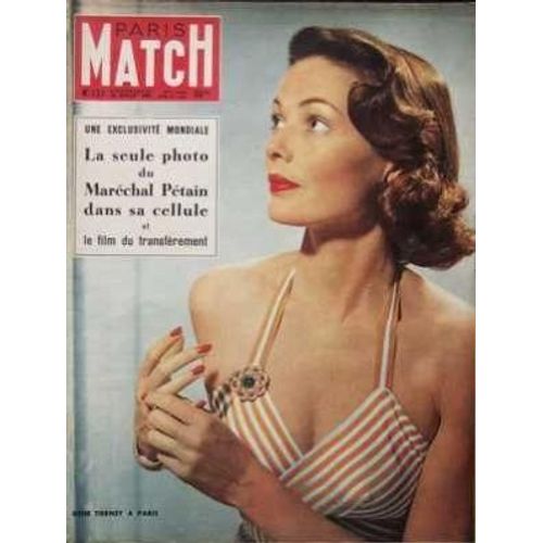 Paris Match N° 121 Du 14/07/1951: La Seule Photo Du Maréchal Pétain Dans Sa Cellule Et Le Film Du Transfèrement - Gene Tierney À Paris
