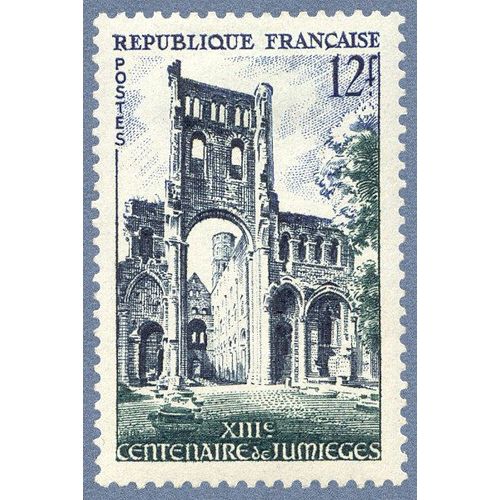 France 1954, Très Beau Timbre Neuf** Luxe Yvert 985, 13ème Centenaire De L'abbaye De Jumièges.