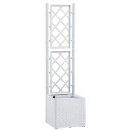 Vidaxl Lit Surélevé De Jardin Et Treillis Et Système D'arrosage Blanc