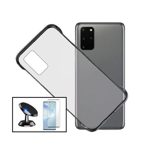 Kit Film De Verre Trempé 5d À Couverture Complète + Coque Sans Bordures + Support Magnétique De Voiture Pour Samsung Galaxy S20+