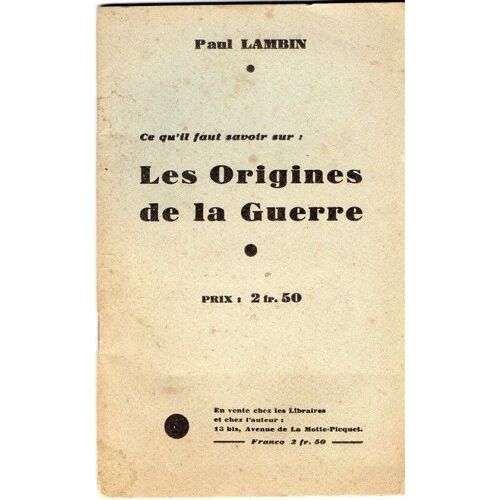 Les Origines De La Guerre