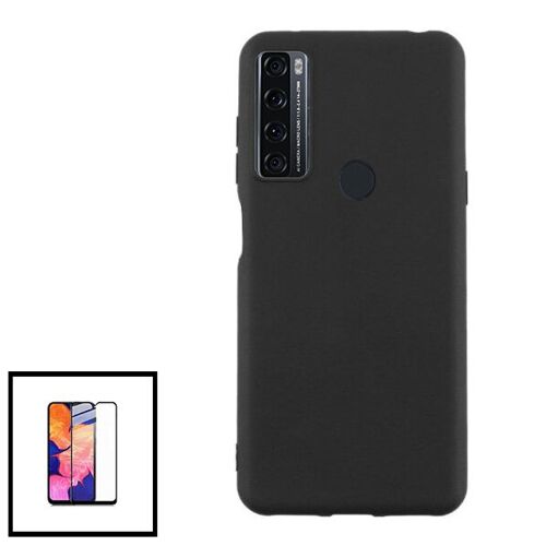 Kit Film de Verre Trempé 5D à Couverture Complète + Coque en Silicone Liquide pour TCL 20 SE - Noir
