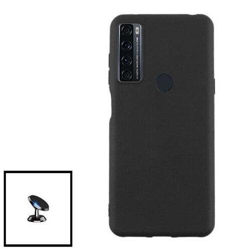 Kit Support Magnétique de Voiture + Coque en Silicone Liquide pour OPPO A15 - Noir