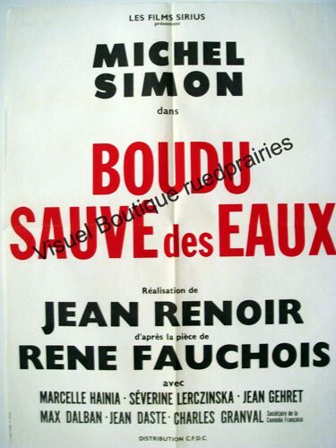 Boudu Sauvé Des Eaux -Véritable Affiche De Cinéma Pliée - Format 60x80 Cm - De Jean Renoir Avec Michel Simon, Charles Granval, Marcelle Hainia, Jacques Becker, Max Dalban, Jean Dasté - 1932 Ressortie