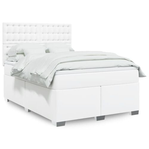 vidaXL Sommier à lattes de lit avec matelas Blanc 140x190cm Similicuir