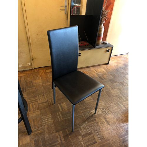 Chaise Noire Dossier Japonais, Pieds Gris