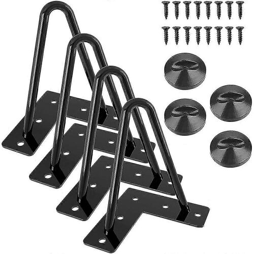 4 Inch Hairpin Furniture Legs, Heavy Duty Metal Table Legs With Floor Protector And Screws For Cabinet, Wardrobe,4 Pcs