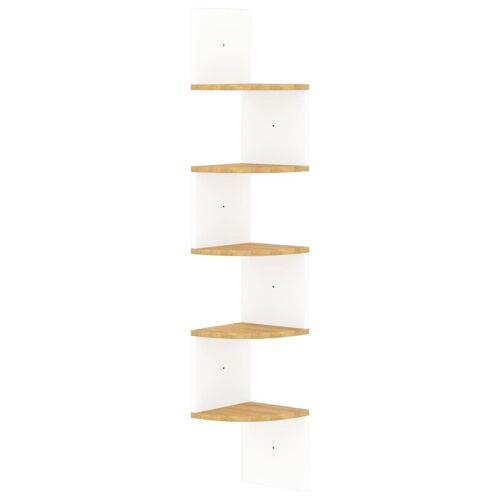 Vidaxl ?Tag¿¿Re D'angle Murale Blanc/Ch¿ºne Sonoma 19x19x123cm Agglom¿¿R¿¿
