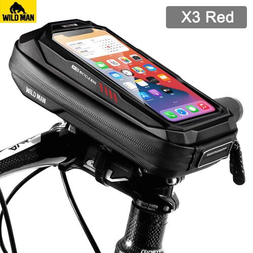 X3 Rouge - Sac De Rangement Pour Cadre Avant De Vélo De Montagne, Sacoche De Rangement Pour Écran Tactile, Pour Tube Supérieur De Vtt, Coque Dure, Pochette De Cyclisme Pour 6.6 Pouces