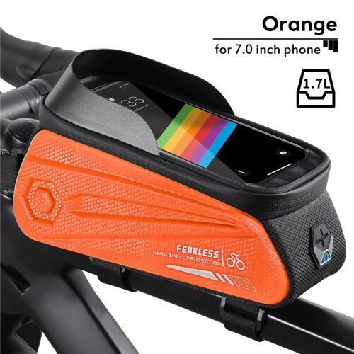 Orange - Sac Étanche Pour Cadre De Vélo Vtt, Tube Supérieur Avant, Sac De Cyclisme Avec Écran Tactile 7 Pouces, Pack D'accessoires De Vélo