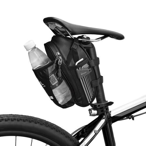 Le Noir - Sac De Selle Réfléchissant Pour Vélo De Montagne, Sacoche De Rangement Pour Vélo De Route Et Vtt, Sac De Cyclisme Sous Siège Avec Pochette Pour Bouteille D'eau