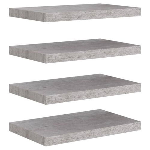 vidaXL ?tag¿¿res murales flottantes 4 pcs Gris b¿¿ton 50x23x3,8 cm MDF