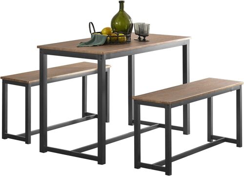 Sobuy Ensemble Table À Manger Et Bancs Ensemble De Table De Cuisine Avec 2 Bancs Pour Cuisine, Ogt25-N