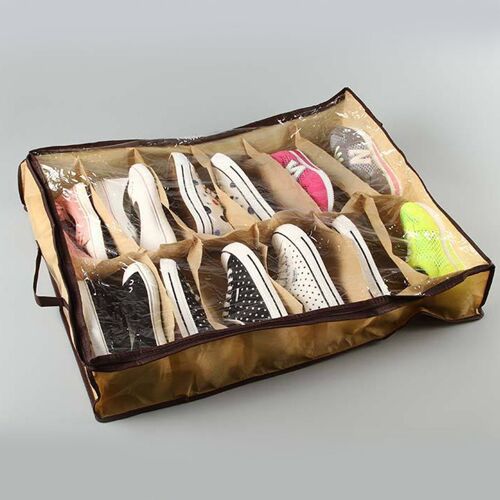 Sacoche à Chaussures à Fermeture Éclair Anti-Poussière, Lot de 2, 12 Paires, Porte Arrière, Gain de Place, Support Officiel T1