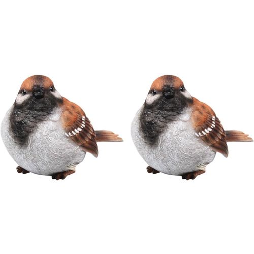 Moineau Debout En Résine (Lot De 2)