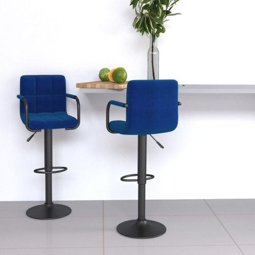 Vidaxl Tabourets De Bar 2 Pcs Bleu Tissu