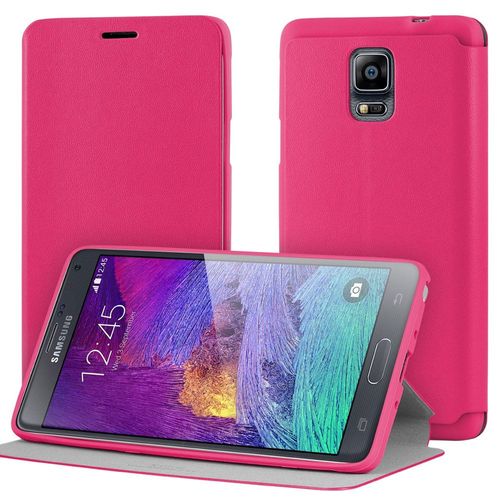 Etui Folio Premium Pipilu pour Galaxy Note 4 coloris rose avec rabat articulé fonction stand