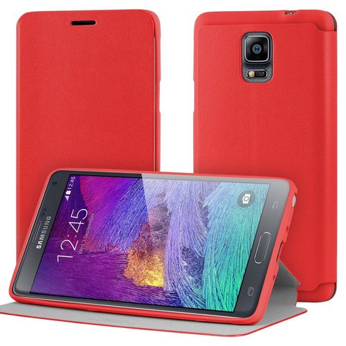 Etui Folio Premium Pipilu pour Galaxy Note 4 coloris rouge avec rabat articulé fonction stand