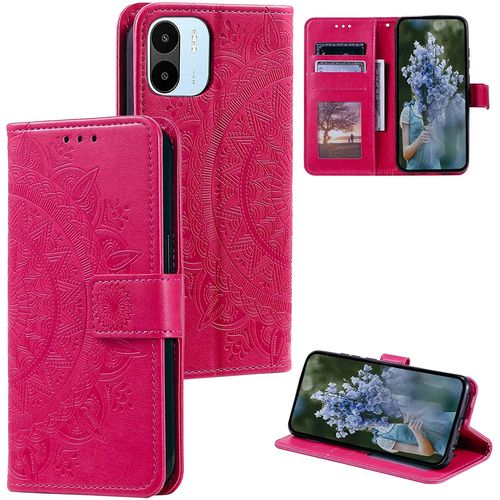 Htdelec Coque Pour Xiaomi Redmi A1 Rouge,Housse En Cuir Premium Flip Case Portefeuille Etui Avec Stand Support Et Carte Slot Xiaomi Redmi A1 - Rouge