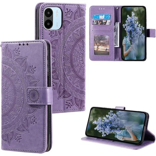 Htdelec Coque Pour Xiaomi Redmi A1 Violet,Housse En Cuir Premium Flip Case Portefeuille Etui Avec Stand Support Et Carte Slot Xiaomi Redmi A1 - Violet
