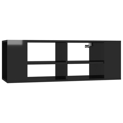 Vidaxl Meuble Tv Mural Noir Brillant 102x35x35 Cm Aggloméré
