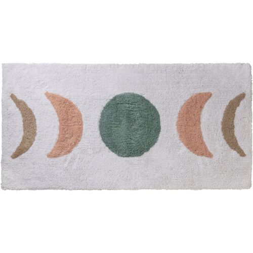 Tapis de bain en coton fantaisie blanc et rose