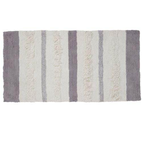 Tapis de bain en coton fantaisie blanc et gris