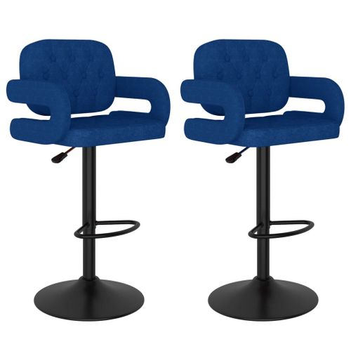 Vidaxl Tabourets De Bar 2 Pcs Bleu Tissu