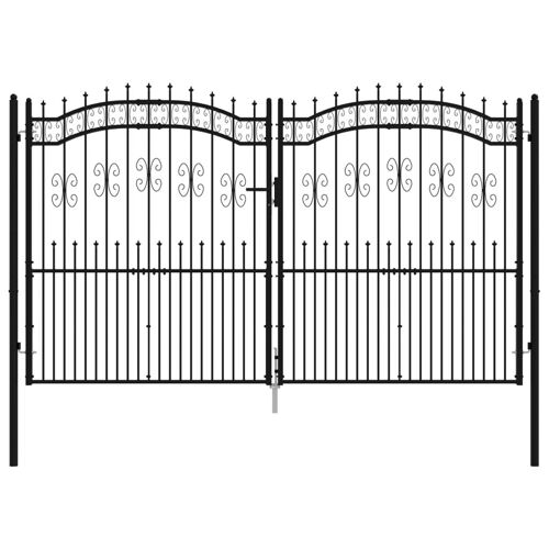 Vidaxl Portail Et Sommet De Lance Noir 305x223 Cm Acier Enduit Poudre