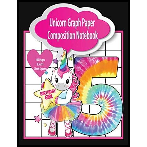 Unicorn Graph Paper Notebook Composition: Cute Unicorn Composition - Unicorn For Girls - Quad Ruled 5x5 - 100 Sheets Large (8.5 X 11) - Square Graph Paper Pages And White Paper - Notebook For Students