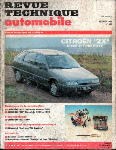 Revue Technique Automobile N°  548 Citroen Zx Diesel Et Turbo Diesel