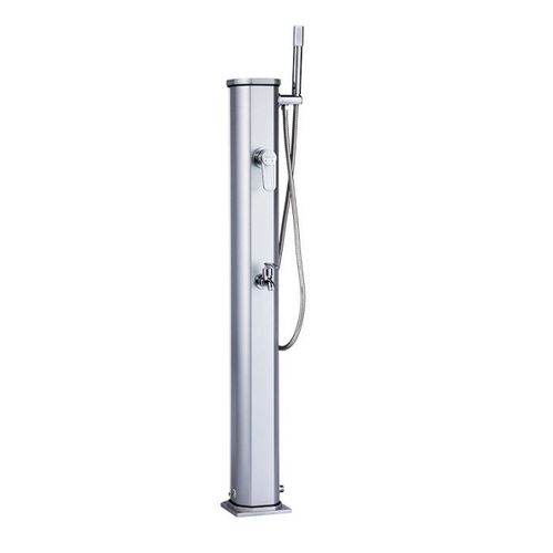 Douche Solaire Extérieur Jolly Go Formidra 20L 24x26x120cm Aluminium - Douchette Amovible, Mitigeur et Rince Pieds 24x26x120cm
