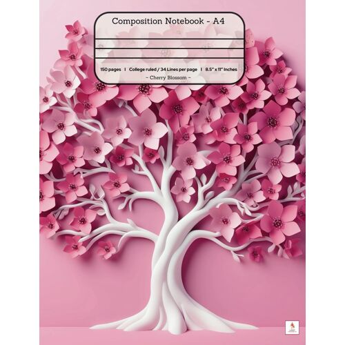 Composition Notebook College Ruled: Cherry Blossom: Cherry Blossom Illustration | Notebook, Journal For Personal, School, College, Office, Work | 150 Page | Lined & Margin | 8.5inch X 11inch
