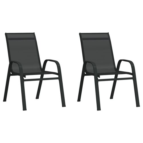 Vidaxl Chaises Empilables De Jardin 2 Pcs Noir Tissu Textilène