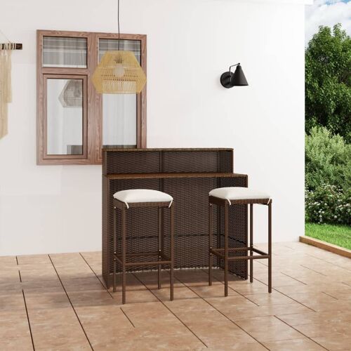 Vidaxl Ensemble De Bar De Jardin Avec Coussins 3 Pcs Marron